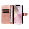 thumbnail image 3 of Dteck Pattern Case for iPhone SE4,Magnetic Leather Butterfly Floral Embossed Flip Case Card Slots Wallet Stand Cover with Wrist Strap for iPhone SE4,Rosegold, 3 of 7