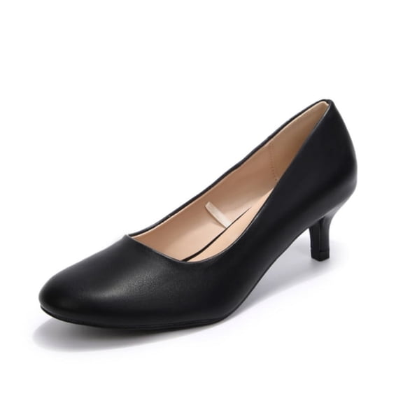 Rexoro Women's Classic Round Close Toe Pumps Slip On Low Thin Heel Heels Office Daily Dress Occasions Shoes
