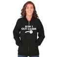thumbnail image 3 of How Cut Carbs Cutter Foodie Pizza Unisex Fleece Graphic Zip Up Hoodie Brisco Brands 2X, 3 of 5