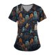 thumbnail image 1 of Camisa de manga corta con cuello en V y temática de Halloween para mujer: lindo estampado de fantasmas y murciélagos: cómoda y elegante, 1 of 3