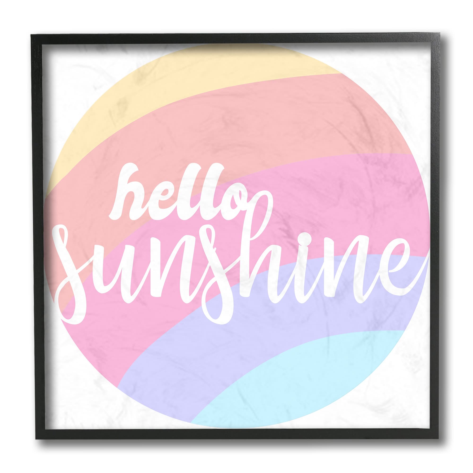 Stupell Industries Hello Sunshine Phrase Circular Pink Rainbow Black Framed by Daphne Polselli