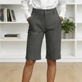 thumbnail image 3 of Women's Business Bermuda Shorts High Waist Stretchy Wide Leg Short Casual Dressy Work Office Suit Pants with Pockets, M, 3 of 5