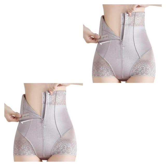 Decodeary Hi-Waist Belly Control Body Shapers For Instant Effect Soft And Breathable Women Shapewear gray purple M 2Set