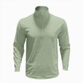 thumbnail image 4 of NOLDARES Men's Quarter Zip Pullover Long Sleeve Sweatshirt 1/4 Zip Golf Shirt Winter Fleece Lined Thermal Pullover,Light Green,5XL, 4 of 4