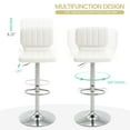 thumbnail image 4 of Set of 2 Adjustable Bar Stools with Back, Modern Armless PU Leather Counter Height Barstools, 360° Swivel Chairs with Thick Cushions for Kitchen Dining Pub Cafe (White), 4 of 10