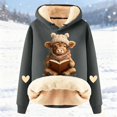 thumbnail image 2 of Tiweut Christmas Hoodies For Women, Ugly Christmas Sweater Women Highland Cow Hoodies Fleece Sherpa Lined Pullover Tops,B-Dark Gray,Dark Gray, 2 of 3