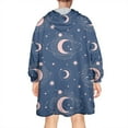 thumbnail image 2 of Wearable Oversized Blanket,Blue Pink Moon Star Planet Pattern Wearable Blanket Hoodie for Adults,Cozy Hooded Blankets with Super Pockets,Super Warm Fuzzy Pullover for Women & Men, 2 of 6
