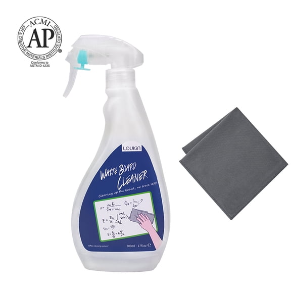 Loukin Non-Toxic Whiteboard Cleaner, 17 fl oz Dry Erase Board Cleaner, Low-Odor Whiteboard Cleaning Spray with Cloth
