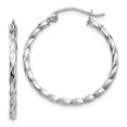 thumbnail image 1 of 14k White Gold Twist Hoop Earrings Round, 1 of 8