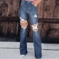 thumbnail image 2 of Vedolay Jeans Women Casual Straight Jeans for Women Ripped Boyfriend Jeans Blue,2XL, 2 of 5