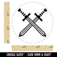 thumbnail image 2 of Crossed Swords Battle Icon Self-Inking Rubber Stamp Ink Stamper - Sky Blue Ink - Small 3/4 Inch, 2 of 7