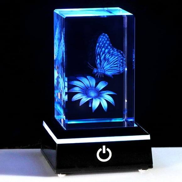 Figura de mariposa de cristal 3D de Lamp Qianwei, 8 x 5 x 8 cm, LED