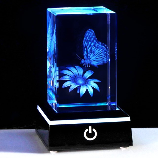 Figura de mariposa de cristal 3D de Lamp Qianwei, 8 x 5 x 8 cm, LED