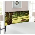 thumbnail image 2 of Tree Headboard, Wooden Bench Under Shady Big Tree in the National Park Fresh Tranquil Scenery, Upholstered Decorative Metal Bed Headboard with Memory Foam, Twin Size, Green Brown, by Ambesonne, 2 of 4