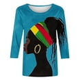 thumbnail image 5 of Womens Tops Plus Size 3/4 Sleeve Crewneck Shirts African Inspired Theme Tops Festival Print Loose Fit Party Casual Outfits, 5 of 5