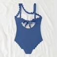 thumbnail image 5 of VISALY Women's One Piece Swimsuit One Shoulder Scalloped Ribbed Swimsuits Slimming Bathing Suit Full Coverage Modest Slimming Swimwear Tummy Control One Piece Beach Bathing Suit Navy Xxl, 5 of 7