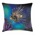 thumbnail image 1 of Ocean Throw Pillow Cushion Cover, Underwater World Exotic Bubble Fish and Plants Nautical Theme Illustration, Decorative Square Accent Pillow Case, 24 X 24 Inches, Blue Brown Purple, by Ambesonne, 1 of 2