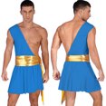 thumbnail image 3 of Traje de Cosplay de gladiador del dios griego antiguo para hombre, vestido con volantes, vestidos con cinturón fruncido metálico, disfraz de guerrero de caballero de Halloween, 3 of 5