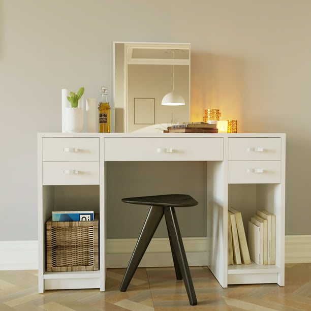 Boahaus Christina Modern Vanity Table, Boahaus Eleanor Modern Vanity Table With Mirror And 3 Drawers White Finish