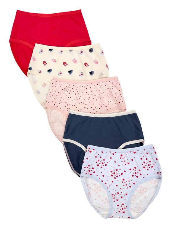 Girls Cotton Brief Underwear, 5-Pack, Sizes 4-18