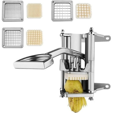 French Fry Cutter Commercial Grade Stainless Steel Vertical Potato Cutter for French Fries Household Vegetable Fruit Cutter with 3 Different Size Blades 1/4" 3/8" 1/2" Wall Mount
