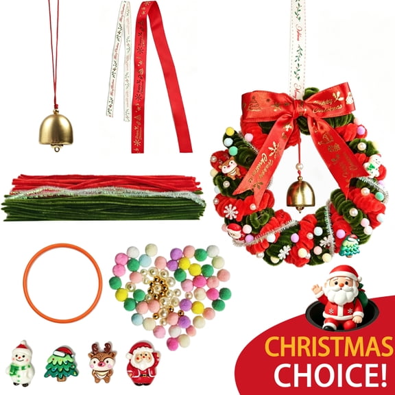 BellaNotes 160Pcs Christmas Pipe Cleaner,Includes various accessories,DIY Making Beautiful Christmas Wreaths,Red and Green Chenille Stems for Arts Crafts Projects Supplies