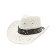 thumbnail image 4 of OJSFQUFP Cowboy Hat Cow Girl Hat Cowboy Hats for Women/Mens/Straw Wide with Shapeable Brim Cowboy Hat for Womens/White, 4 of 4