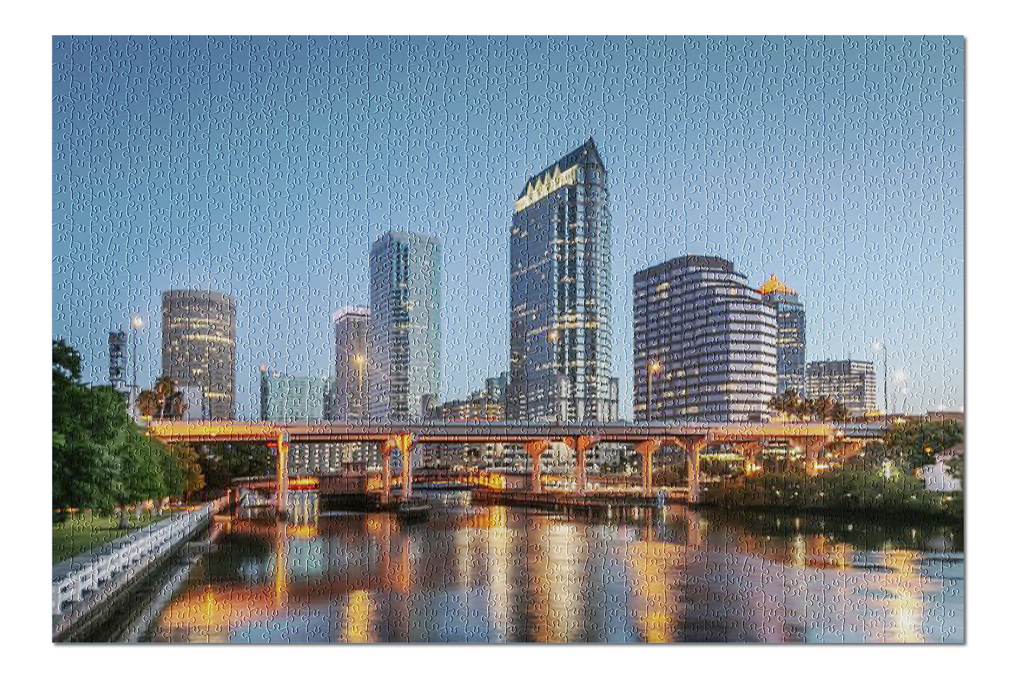Tampa Bay, Florida - Downtown Skyline at Night 9008334 (20x30 Premium 1000 Piece Jigsaw Puzzle
