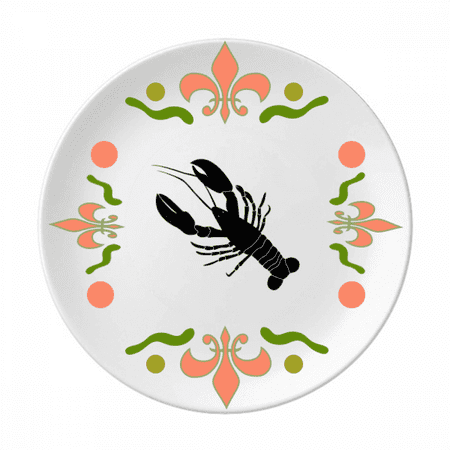 

Black Shrimp Marine Life Illustration Flower Ceramics Plate Tableware Dinner Dish
