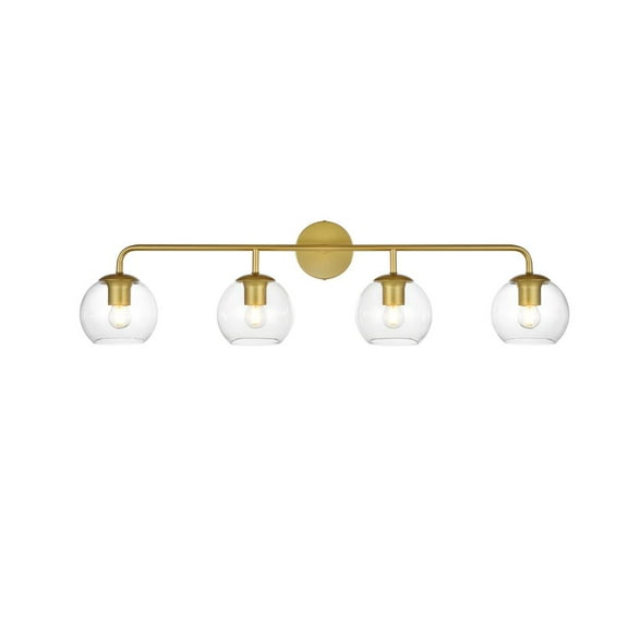 Living District Genesis 4 light Brass and Clear Bath Sconce