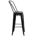 thumbnail image 3 of 30'' High Black Metal Indoor-Outdoor Barstool with Back, 3 of 9