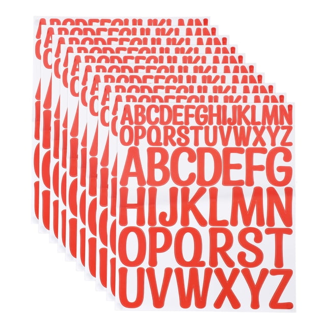 624 Pieces Vinyl Letter Stickers, 12 Sheets 2 Inch Red Artistic Font Self-Adhesive Cute Alphabet Stickers