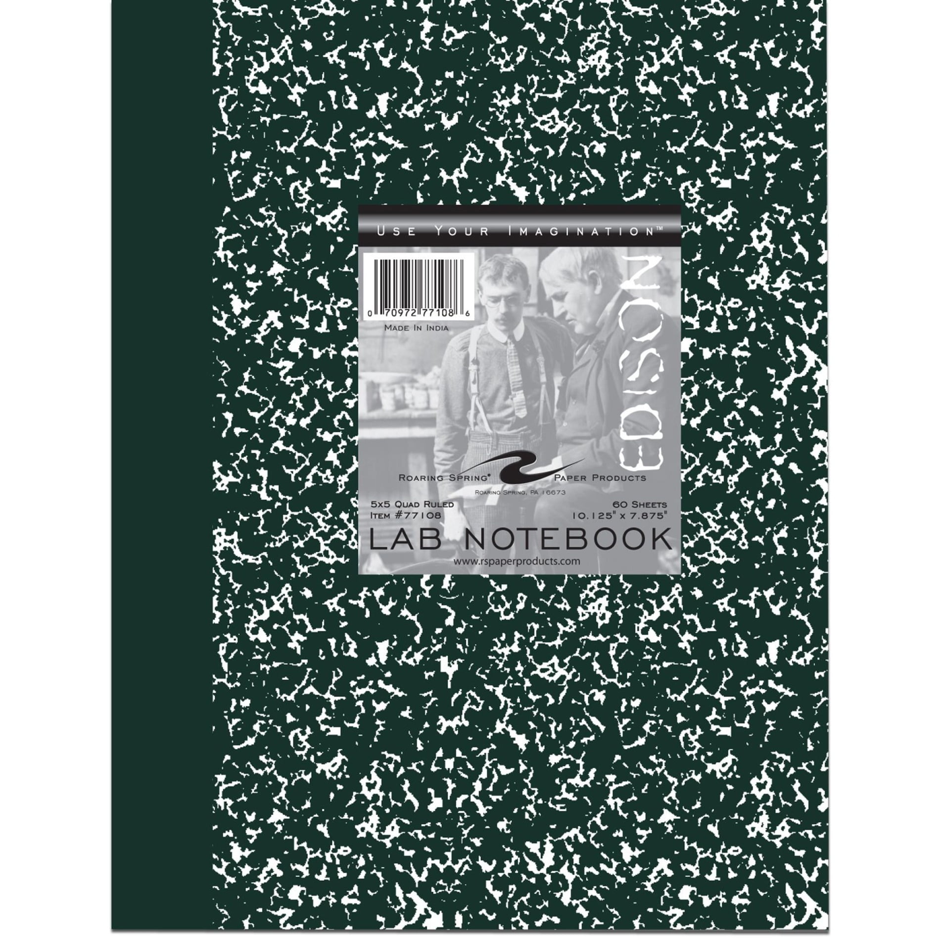 Roaring Spring 5x5 Graph Ruled Single Copy Lab Book with Numbered Pages, 1 Case (24 Total), 10.125" x 7.875" 120 Pages, White Paper