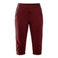 thumbnail image 4 of Womens Elastic Waist Capri Jogger Pants Cuffed Ankle Pocket Cropped Yoga Sports Casual Pants Wine L(L), 4 of 8