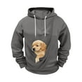 thumbnail image 4 of Ceisia Pet Carrier Hoodie Long-Sleeve for Men with Cotton Fabric Solid Color Drawstring Dogs Cats Pockets Dark Gray XXXXL Gift, 4 of 5