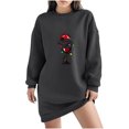 thumbnail image 1 of Pisexur Robes de Noël pour Femmes, Robe Chandail en Molleton à Col Rond Imprimé Verres de Vin Tendance, Robe de Fête Décontractée à Manches Longues, Robe de Vacances de Noël Mini Robe, 1 of 4