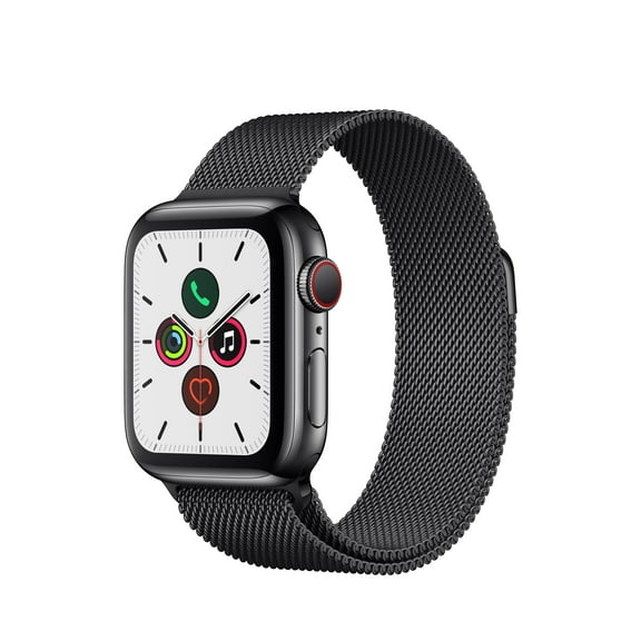 Pre-Owned Apple Watch Series 5 GPS + Cellular, 40mm Space Black Stainless Steel Case with Space Black Milanese Loop