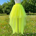 thumbnail image 5 of Women's Asymmetrical Long Tulle Skirt, Rainbow Colorful Multilayer Ballet Underskirt, Fluffy Party Skirt for Halloween Costume, 80s Outfit and Festive Celebration Yellow A, 5 of 5