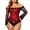 Red, variant on Womens Shapewear Women's Lace Long Sleeve Corset Bodysuit Stage Performance Weight Loss Helper Black M