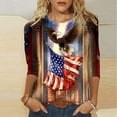 thumbnail image 2 of Meichang Memorial Day Shirts for Women 3/4 Sleeve American Flag Tops 4th of July Patriotic Independence Day T-Shirts USA Flag Red White and Blue Blouses, 2 of 6