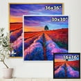 thumbnail image 3 of Lavender Fields With Distant Tree & Sunset Glow 16 in x 16 in Framed Painting Canvas Art Print, by Designart, 3 of 5