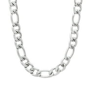 7mm High-Polished Stainless Steel Flat Figaro Choker Chain Necklace, 20 inches   Gift Box