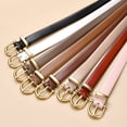 thumbnail image 2 of Skinny Women Leather Belt for Dresses Thin Waist Belt for Jeans Pants with Gold Buckle,width 0.7", 2 of 5