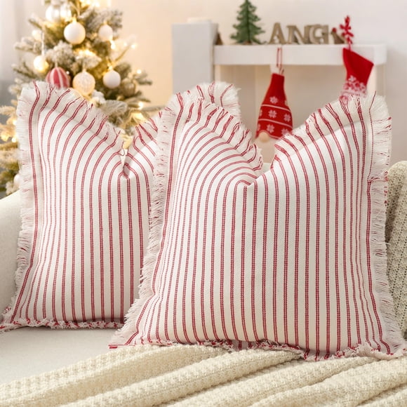 Fundas de almohada ZWJD Throw Christmas de 50 x 50 cm, juego de 2 piezas de algodón