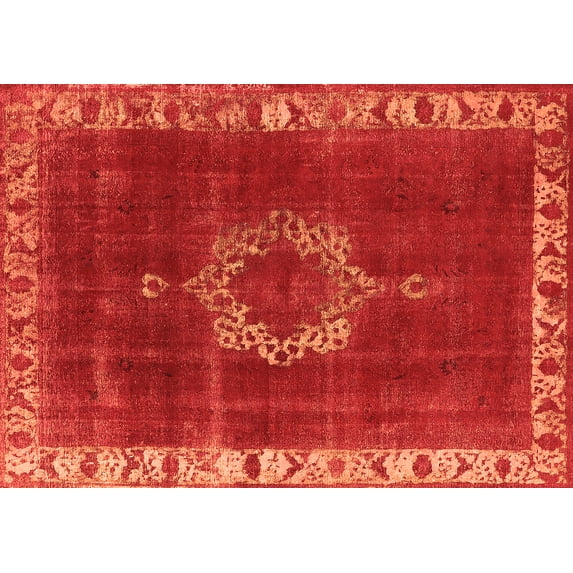 Ahgly Company Indoor Rectangle Oriental Orange Industrial Area Rugs, 3' x 5'