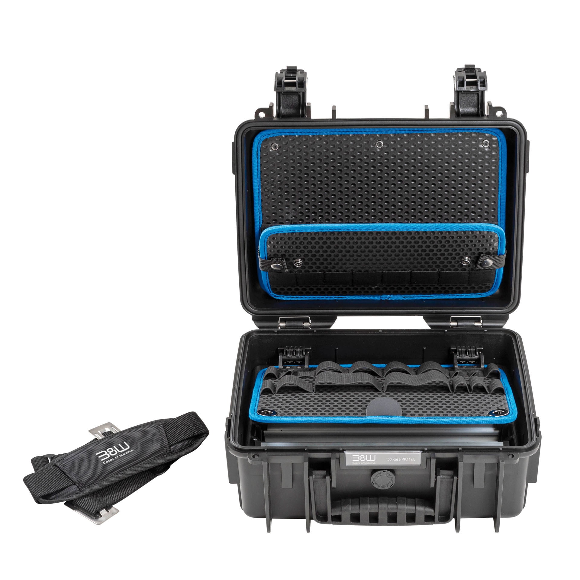 B&W International Jet 3000 Waterproof Hard Shell Tool Case, with Loop Tool Board, Black