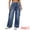 Blue, variant on Unique Bargains Women's High Waisted Casual Wide Leg Baggy Denim Pants S Blue