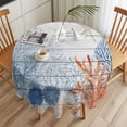 thumbnail image 3 of Ocean Corals Round Tablecloth 60 inches Summer Beach Coral Sea Stars Wood Grain Waterproof Oil-Proof Table Cloth Round Table Cover for Holiday Party Picnic Dinner Decor Indoor and Outdoor Use, 3 of 9