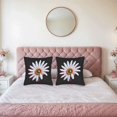 thumbnail image 2 of Set of 2 Decorative Throw Pillow Covers 18x18in - Black Background with Intricate Flower Design White Feathers & Golden Center, 2 of 8