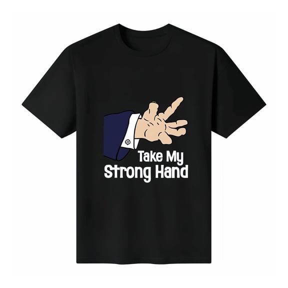Fashion Graphic Tee,Tops Has"Take My Strong Hand"Letter Print,Casual Round Neck Regular Fit T-shirts, Size(S-5XL)